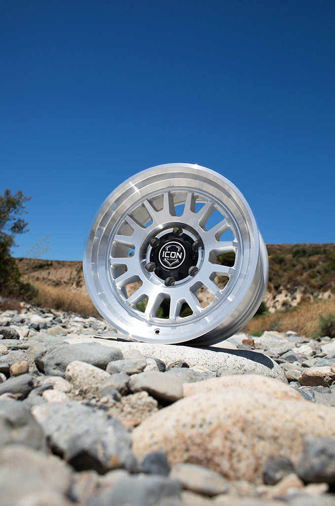 ICON Alloys Anza, Silver Machined, 17 x 8.5 / 5 x 150, 25mm Offset, 5.75" BS