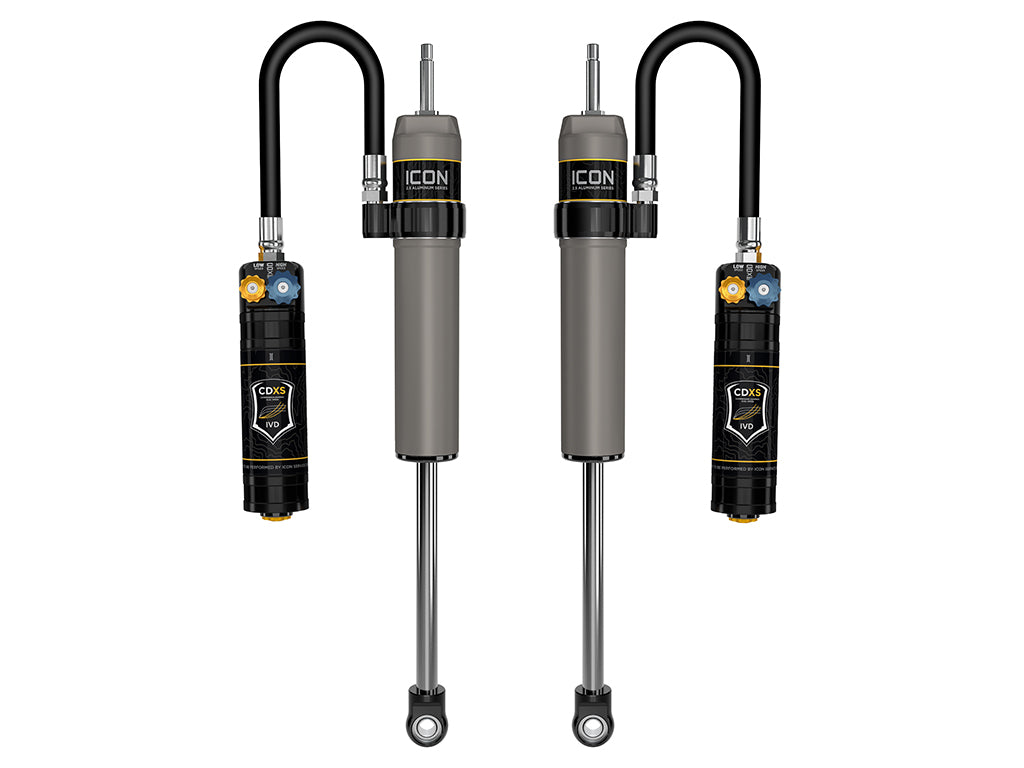 ICON 2024 Toyota Tacoma, 0-1 Lift, Rear, V.S. 2.5 Aluminum Series, Remote Reservoir Shocks w/ CDXS, Pair