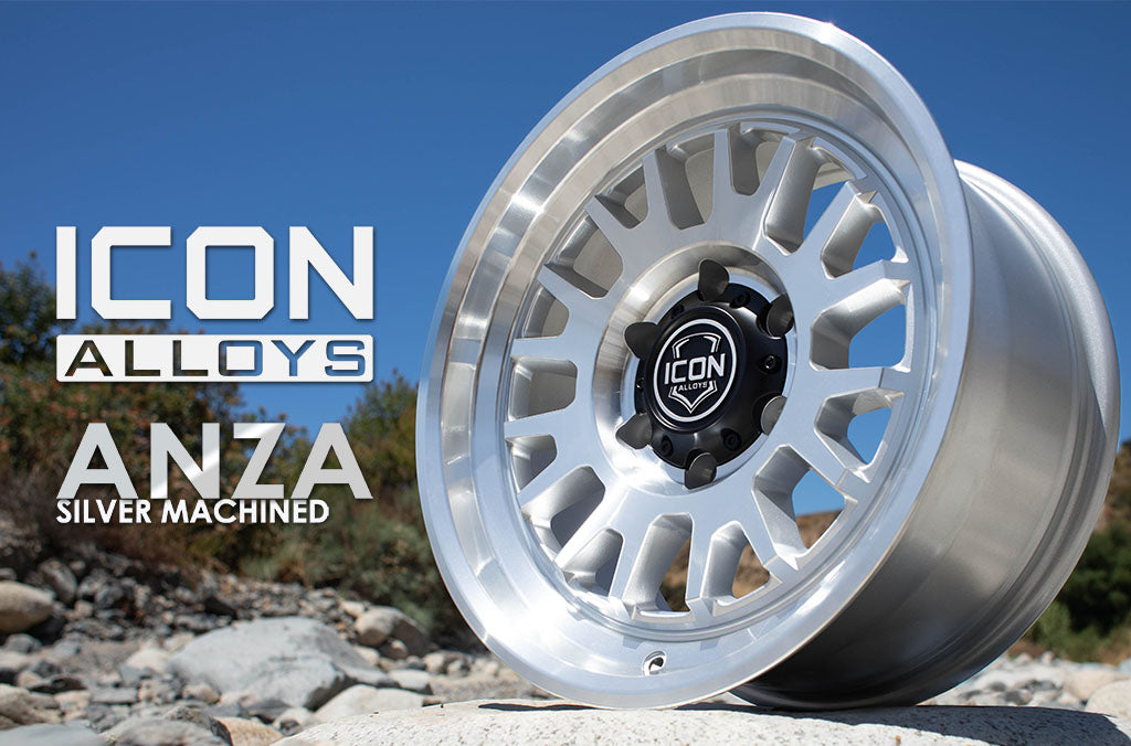 ICON Alloys Anza, Silver Machined, 17 x 8.5 / 5 x 150, 25mm Offset, 5.75" BS