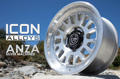 ICON Alloys Anza, Silver Machined, 17 x 8.5 / 6 x 5.5, 25mm Offset, 5.75" BS
